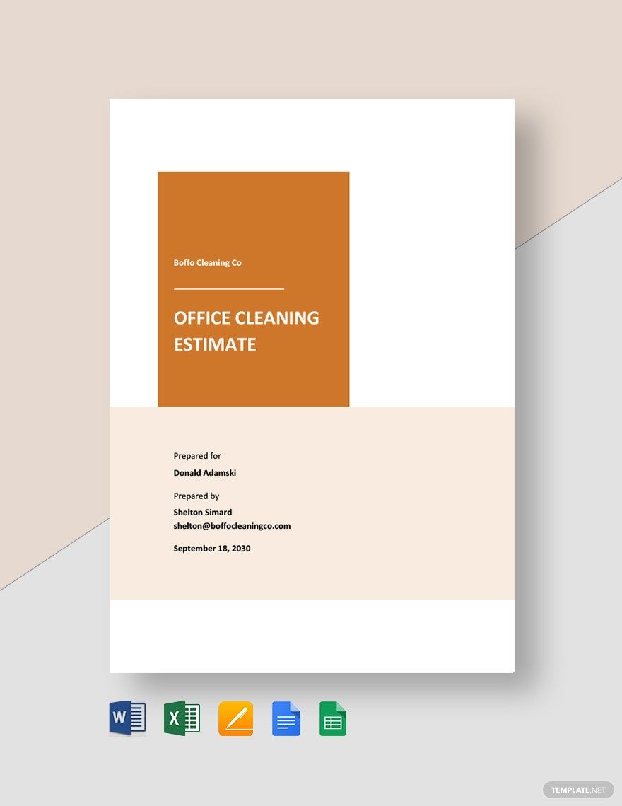 Office Cleaning Estimate Template in Word, Google Docs, Excel, PDF, Google Sheets