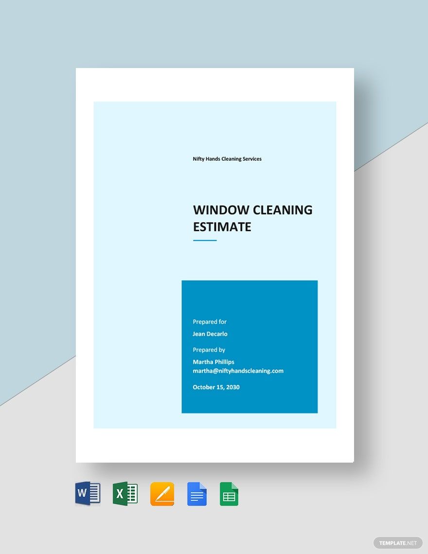 Window Cleaning Estimate Template in Word, Google Docs, Excel, PDF, Google Sheets