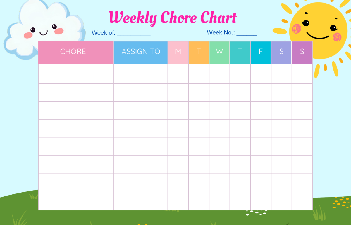 Free Weekly Chore Chart Template to Edit Online