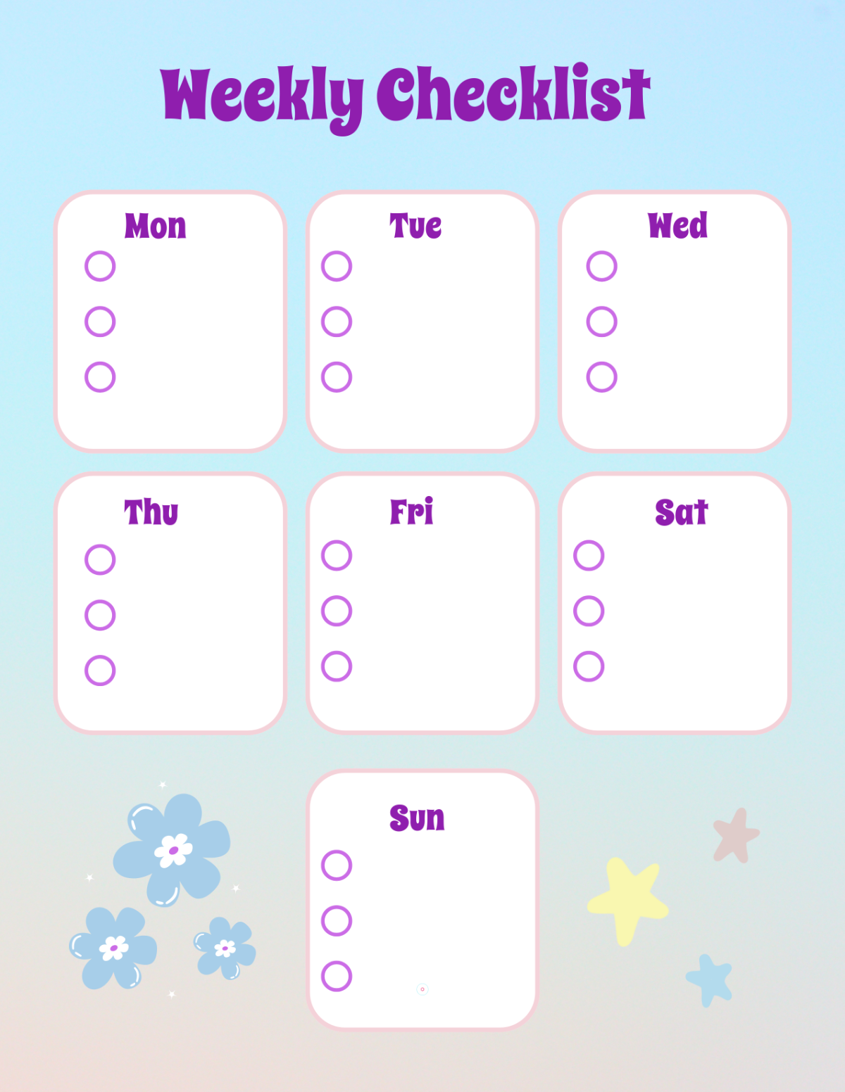 Editable Weekly Checklist