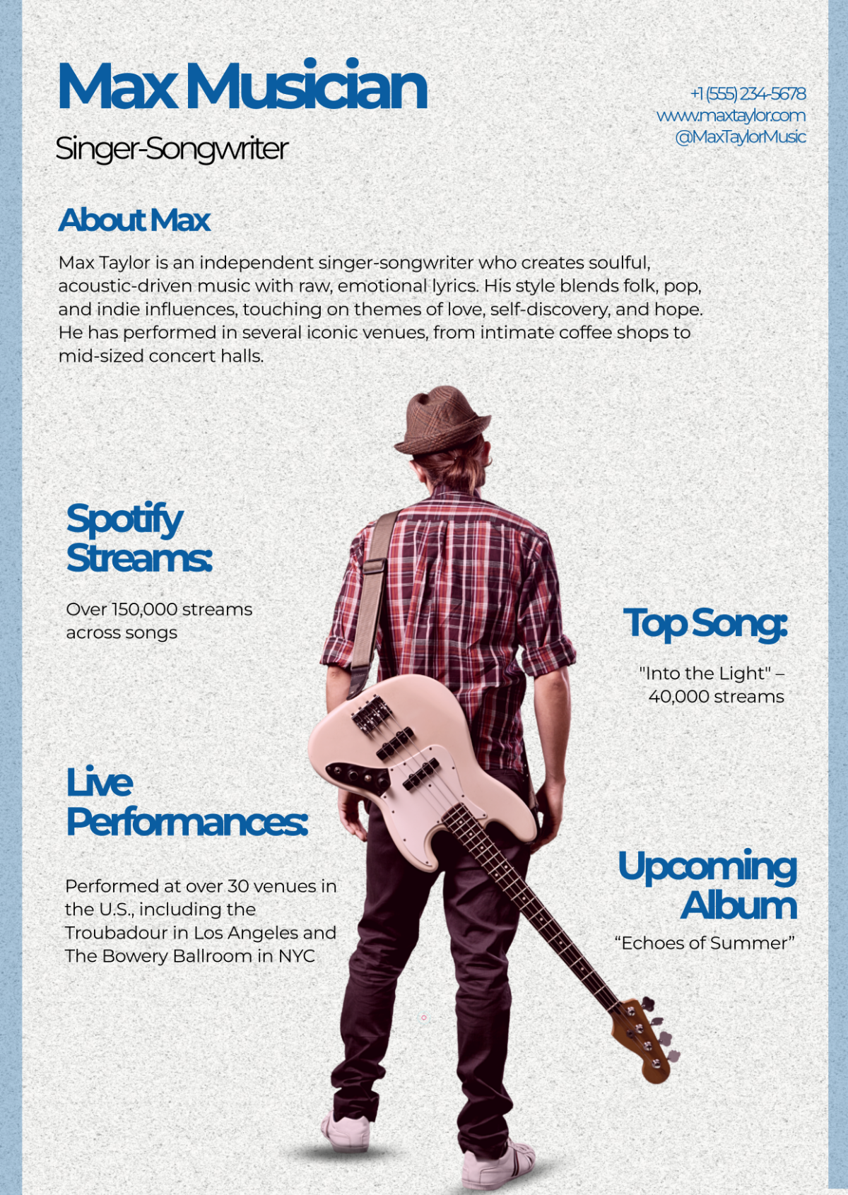 Free Simple Musician Media Kit Template to Edit Online