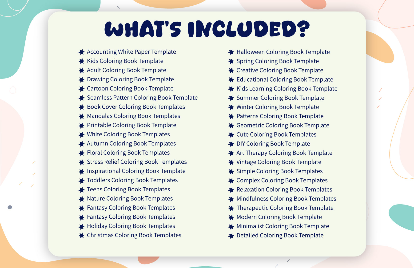 40+ Printable Coloring Book Template Bundle