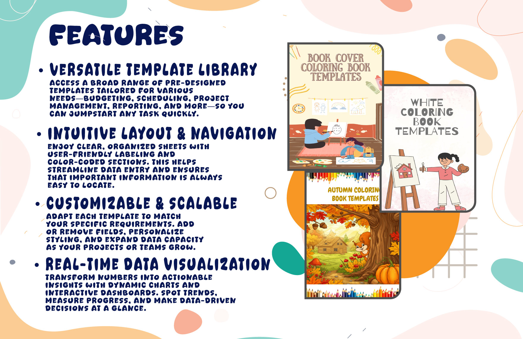 40+ Printable Coloring Book Template Bundle