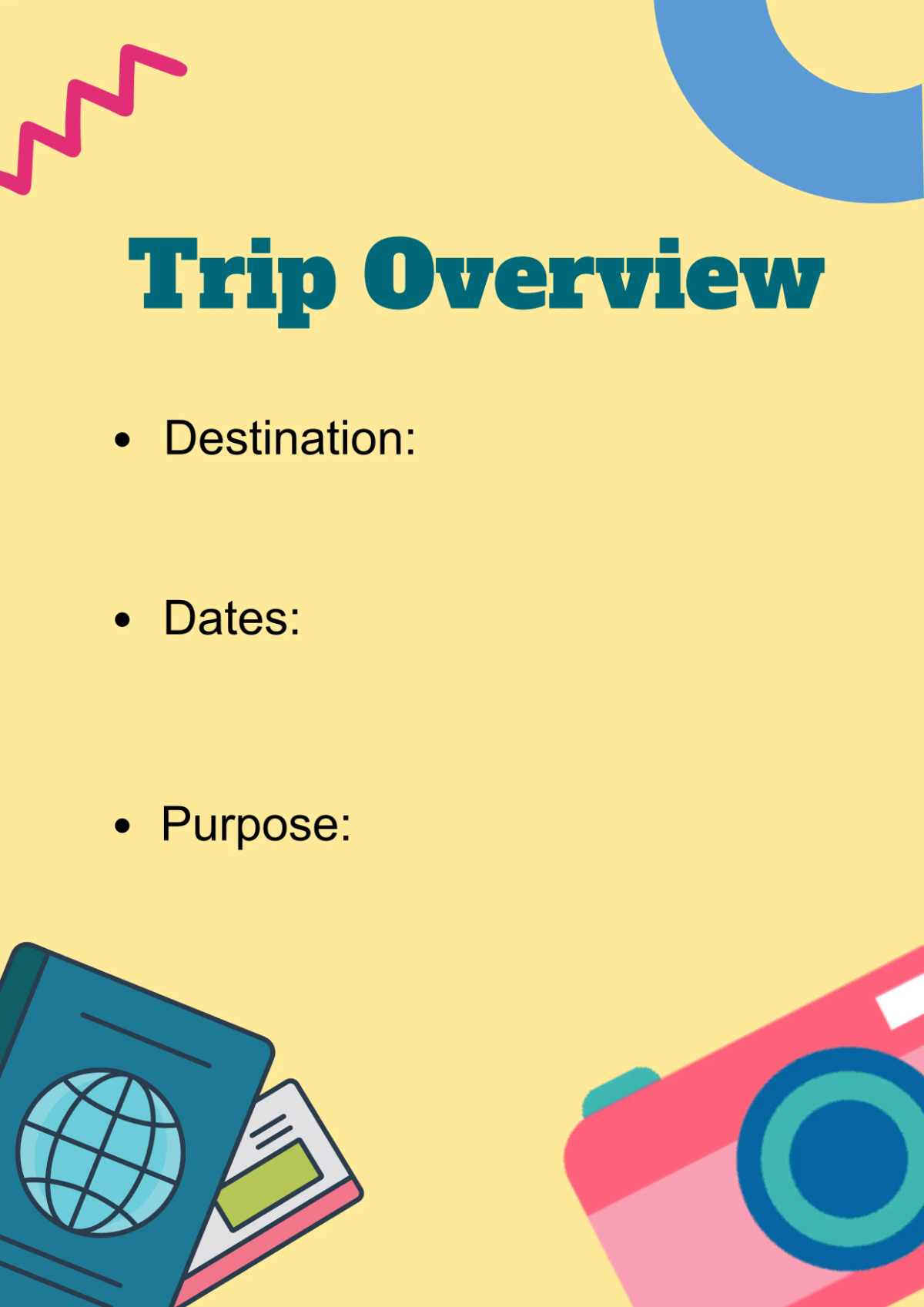 Free Travel Planner Workbook Template to Edit Online