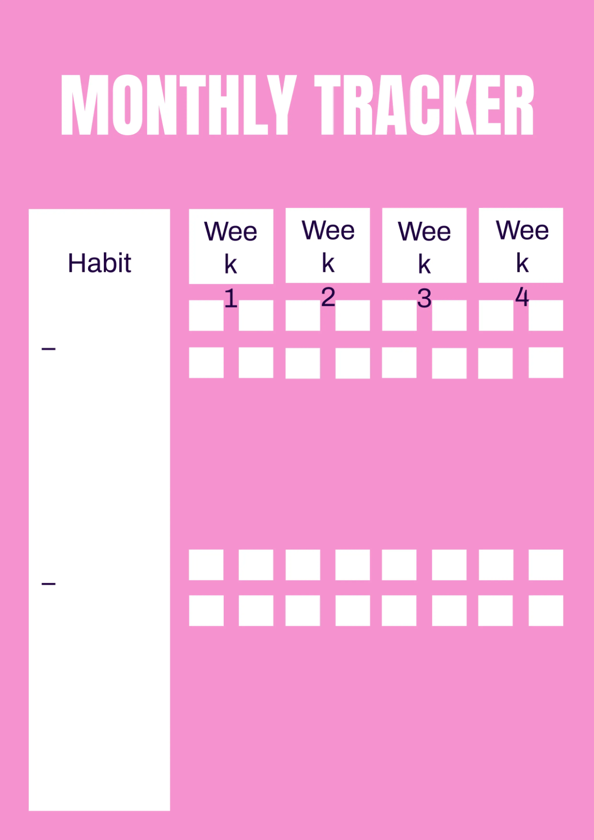 Free Habit Tracker Workbook Template to Edit Online