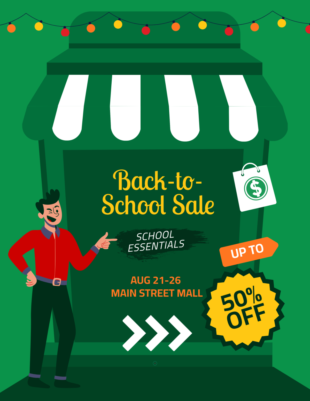 Free Green Back To School Sale Flyer Template to Edit Online