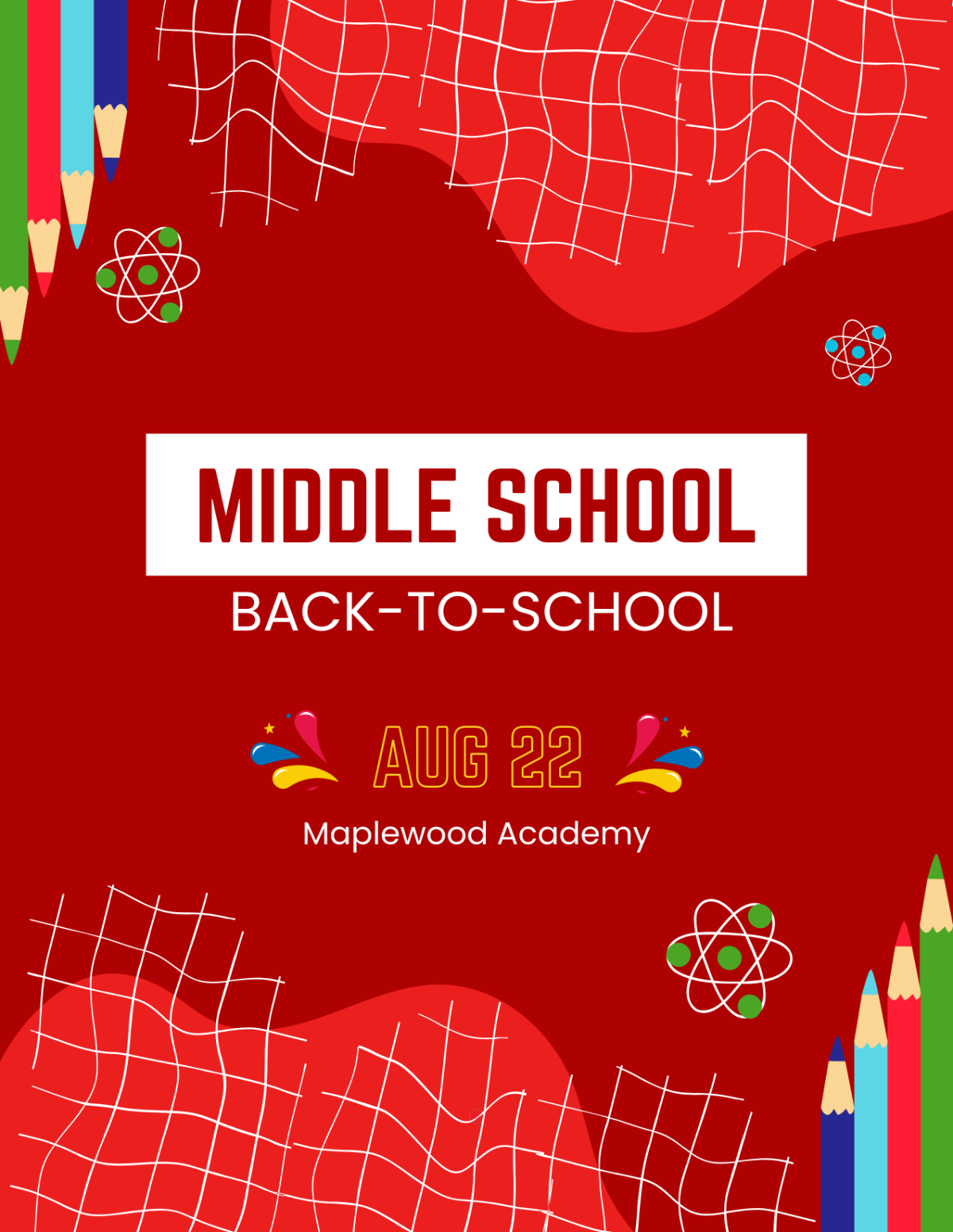 Free Middle School Back To School Flyer Template to Edit Online