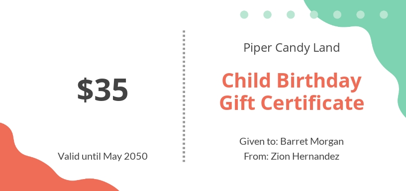 Child Birthday Gift Certificate Template - Google Docs, Word, Publisher