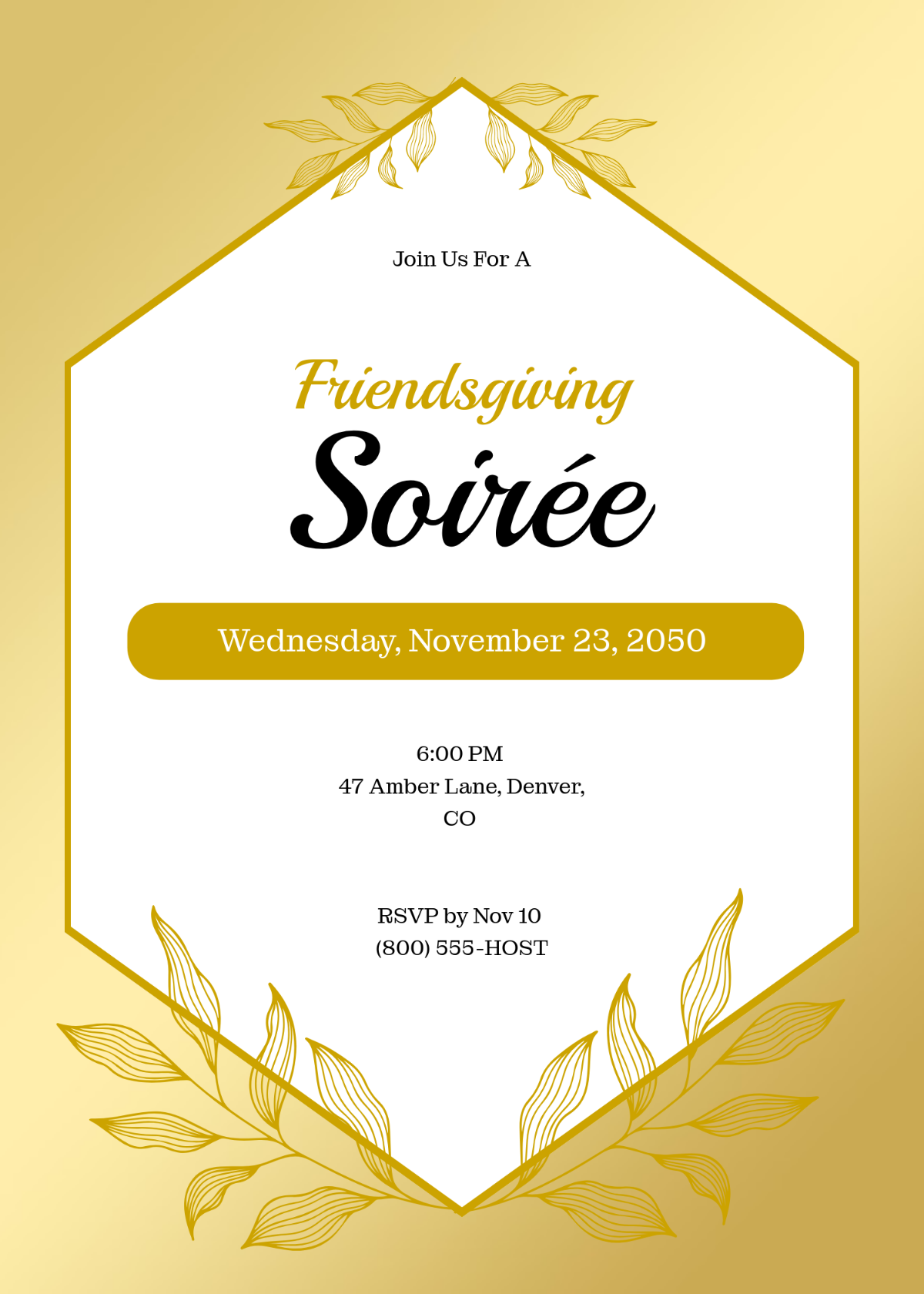 Free Gradient Gold-Themed Invitation Template