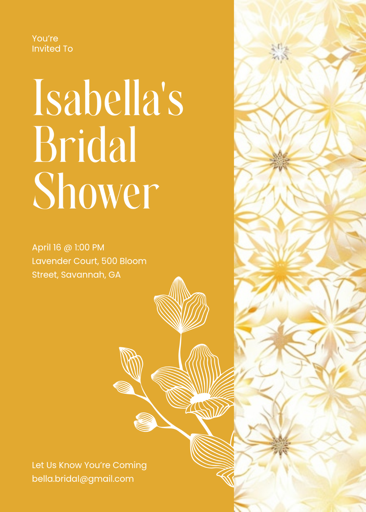 Free Floral Gold-Themed Invitation Template