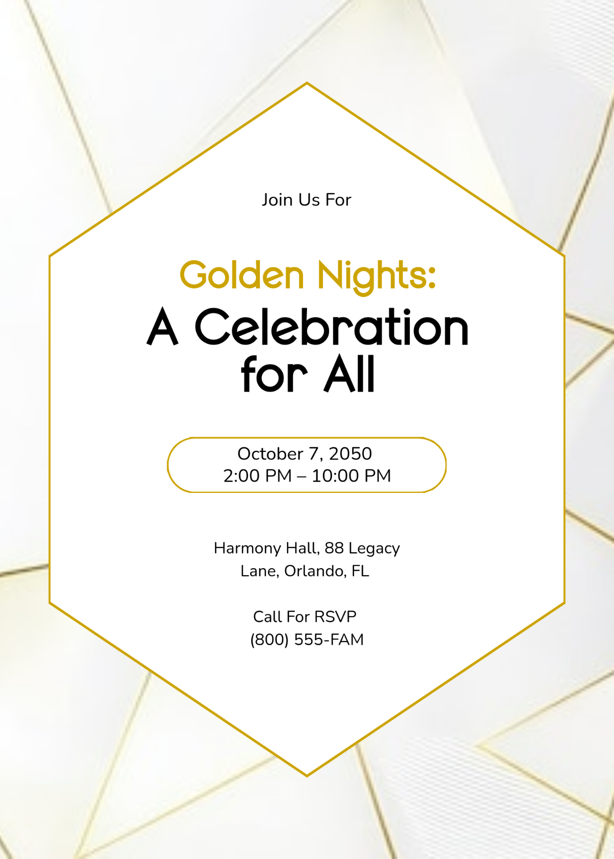 Free Gold-Themed Party Invitation Template to Edit Online