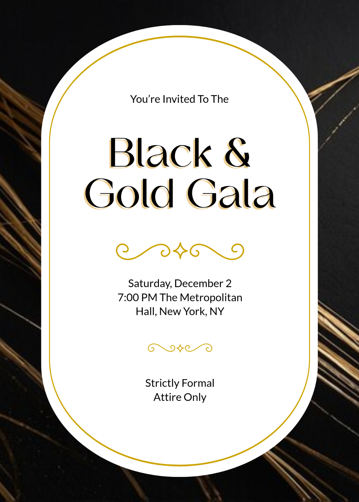 Free Black and Gold-Themed Invitation Template to Edit Online