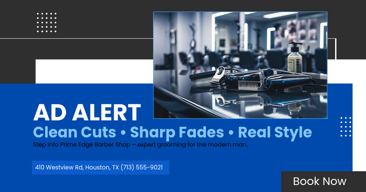 Free Blue Barber Shop Business Facebook Post Template