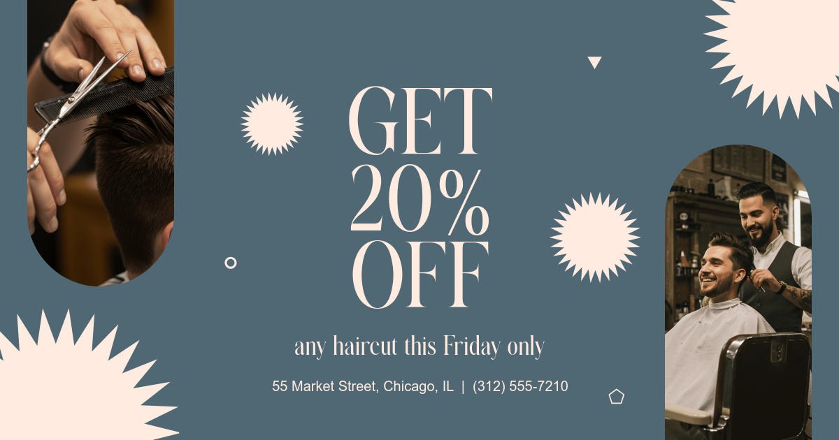 Free Barber Shop Promotion Facebook Post Template