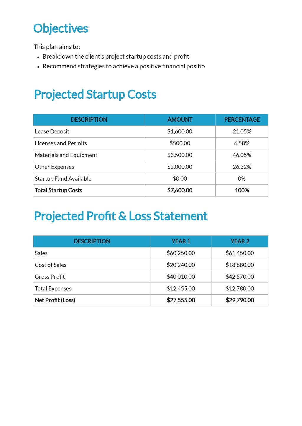 Cleaning Service Financial Plan Template - Google Docs, Word, Apple ...