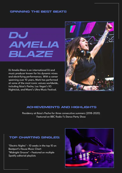Free Modern DJ Media Kit Template to Edit Online