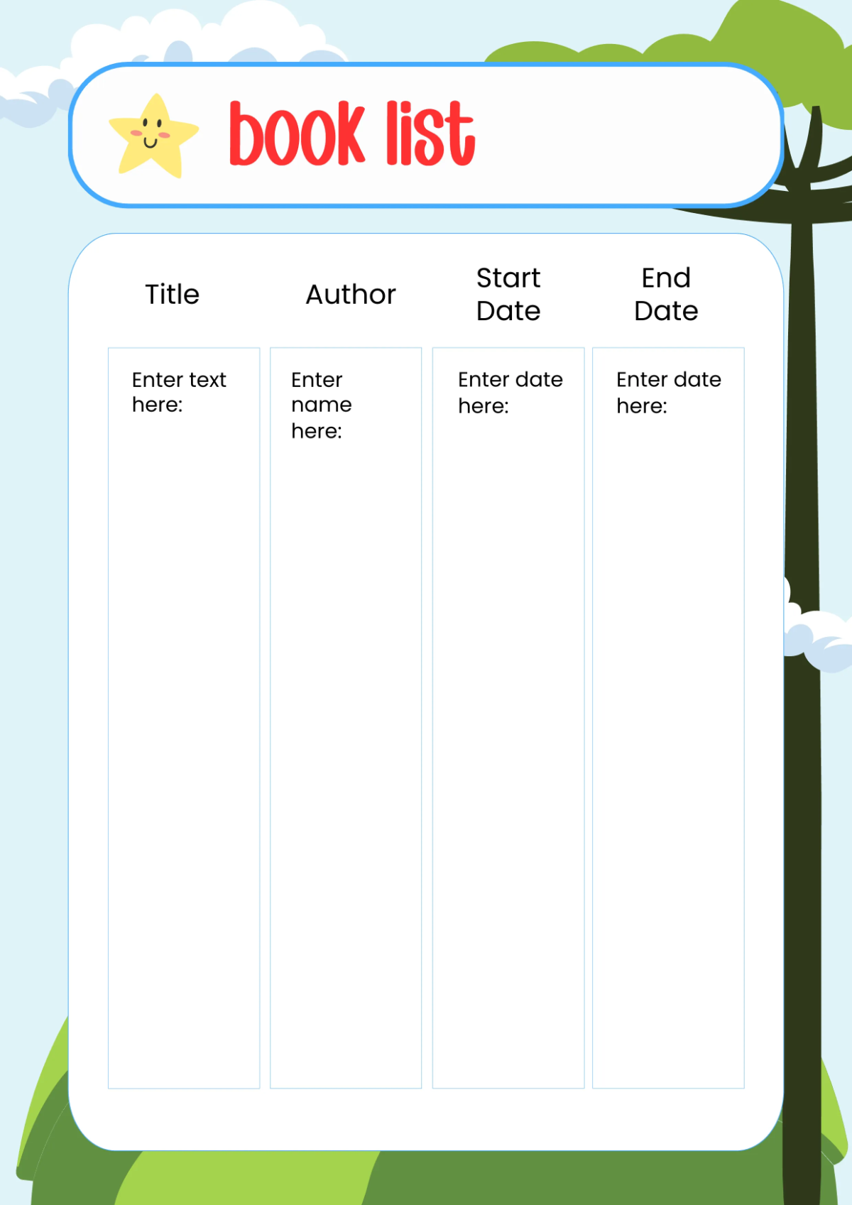 Free Reading Log Workbook Template to Edit Online