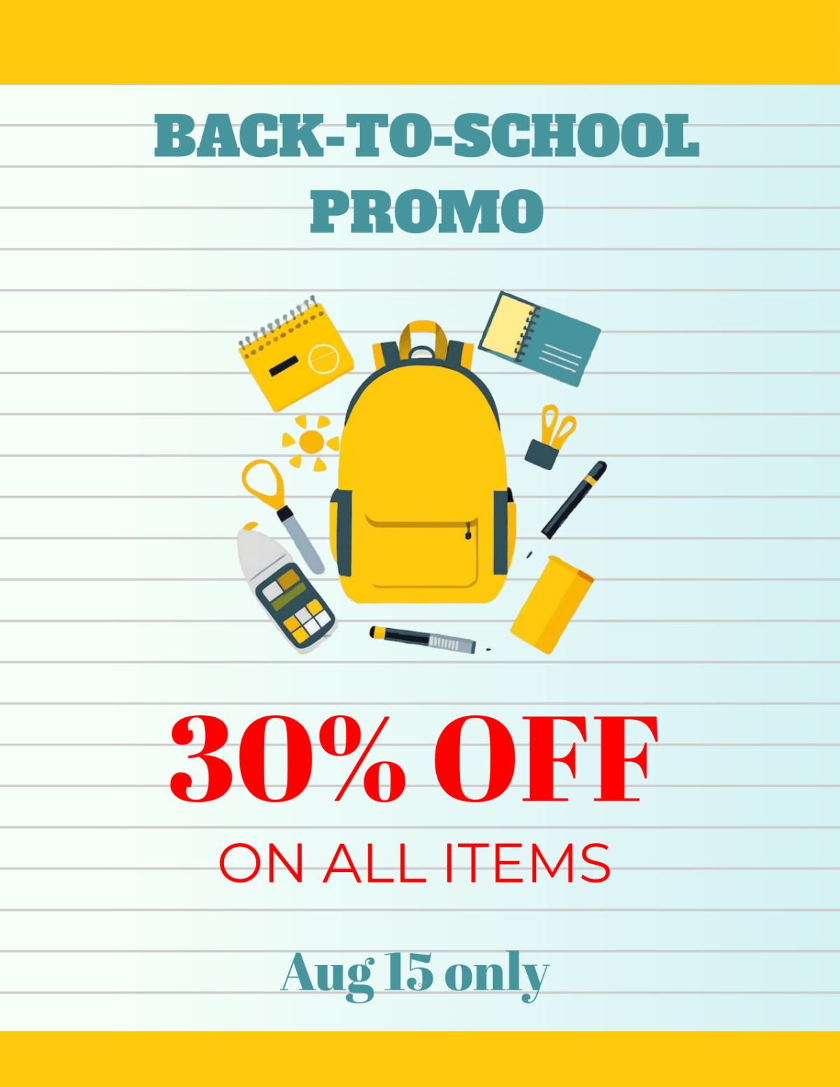 Free Simple Back To School Promo Flyer Template to Edit Online