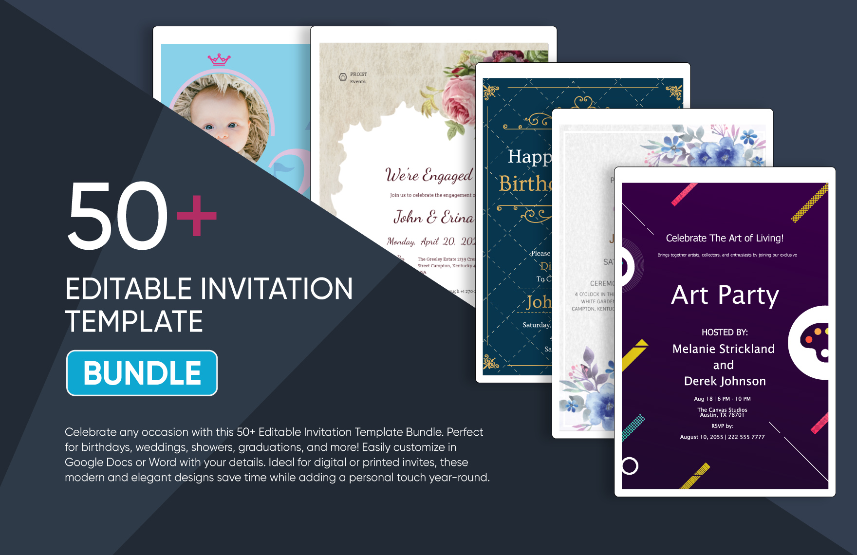 50+ Editable Invitation Template Bundle in Word, Google Docs to Download