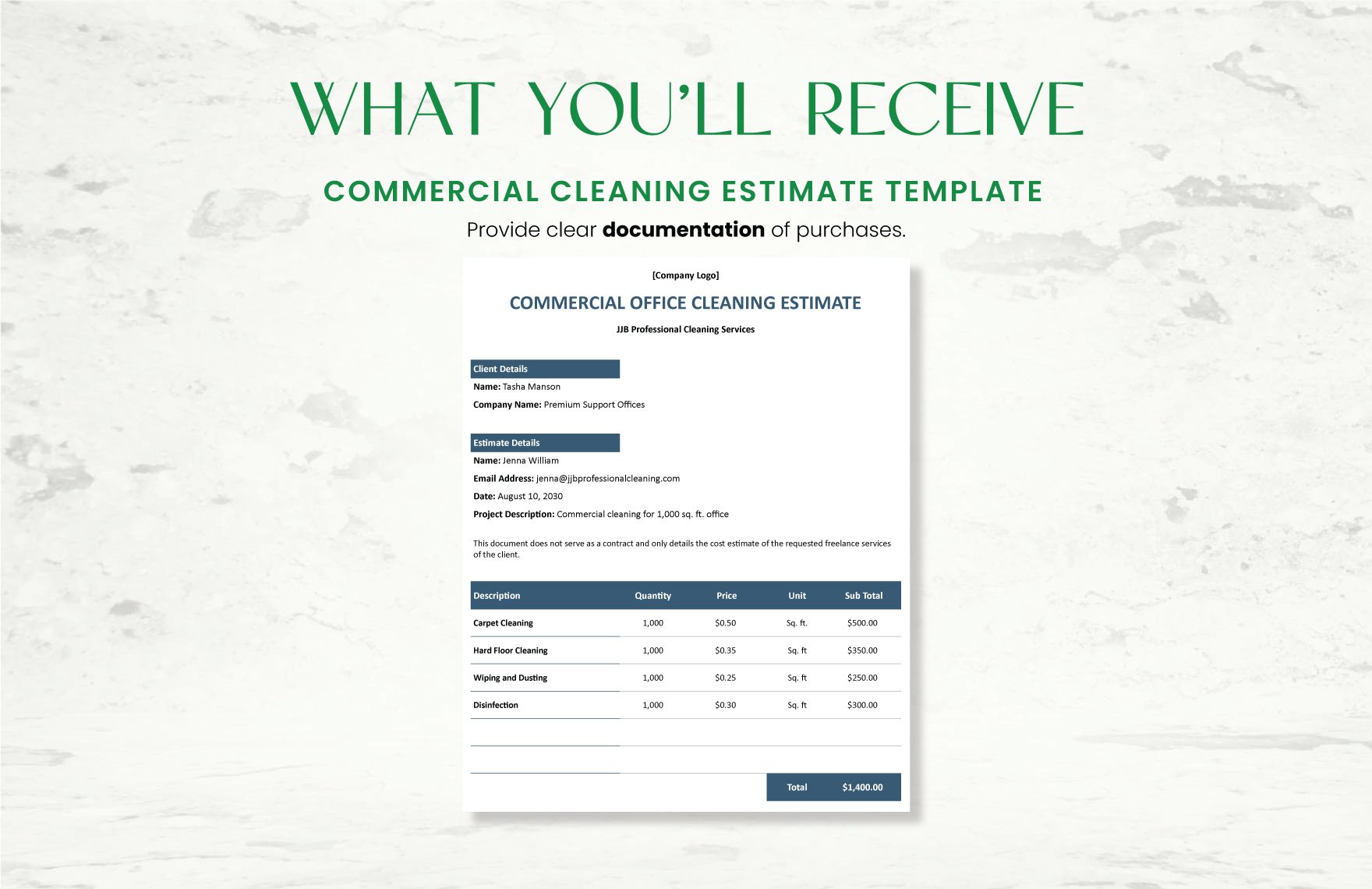 Commercial Cleaning Estimate Template