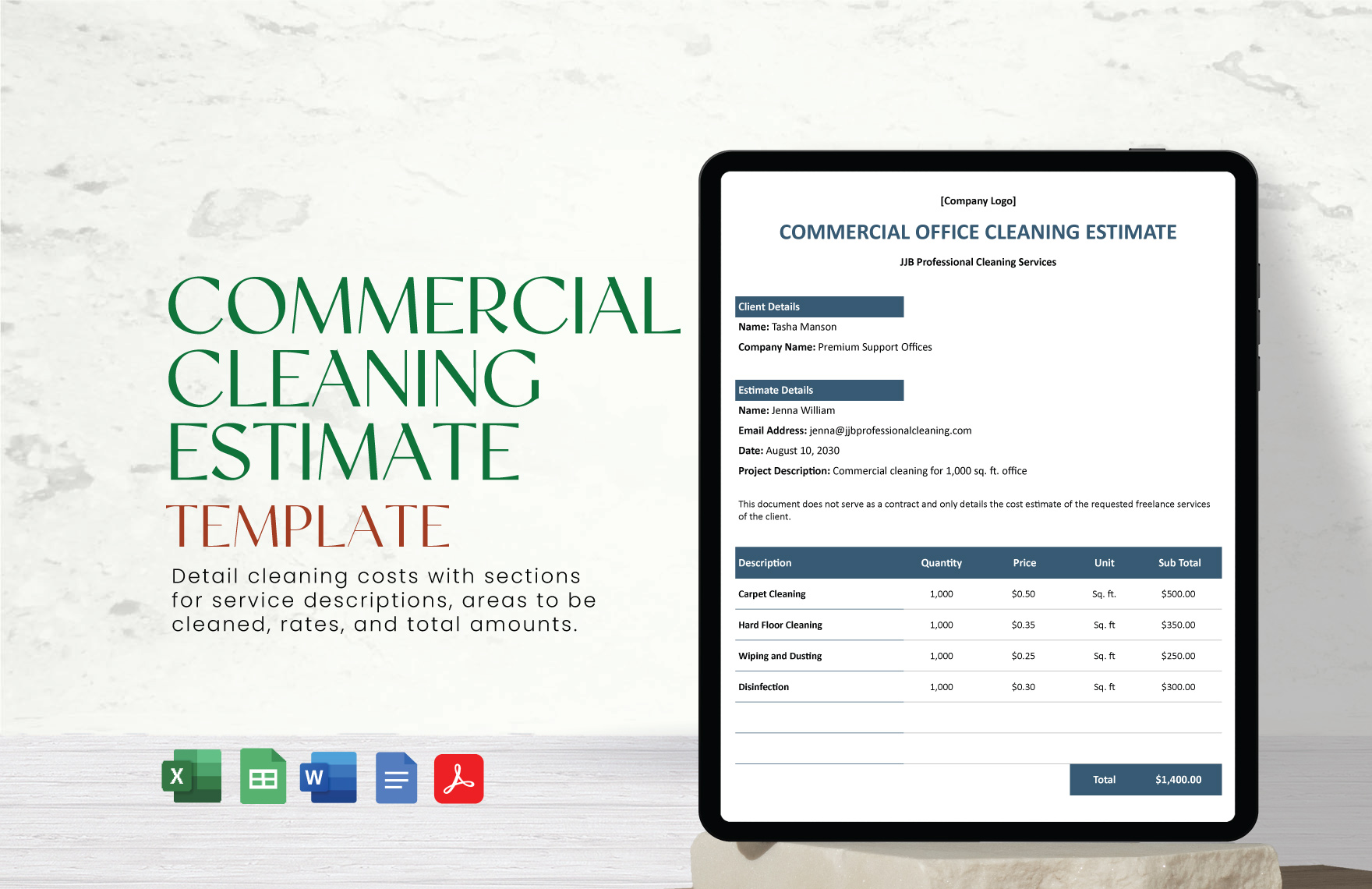 Free Cleaning Estimate Templates Editable And Printable Free Cleaning Estimate Templates Editable And Printable