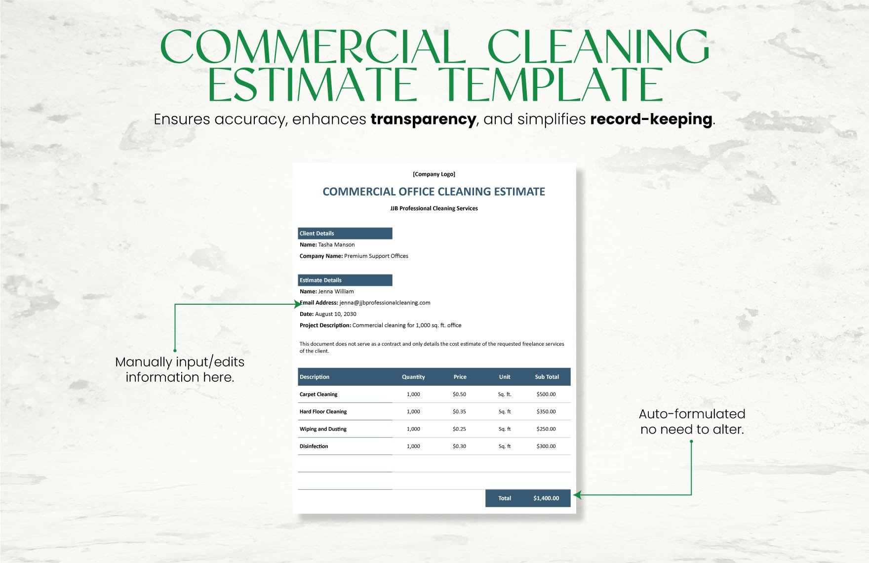 Commercial Cleaning Estimate Template