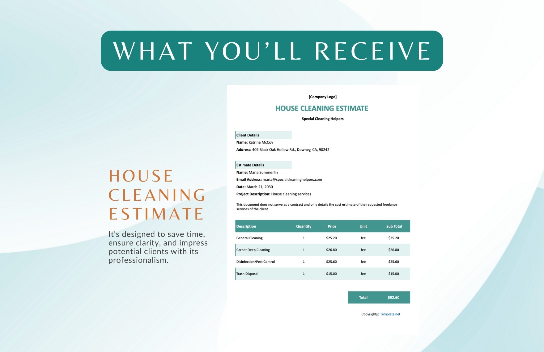 House Cleaning Estimate Template