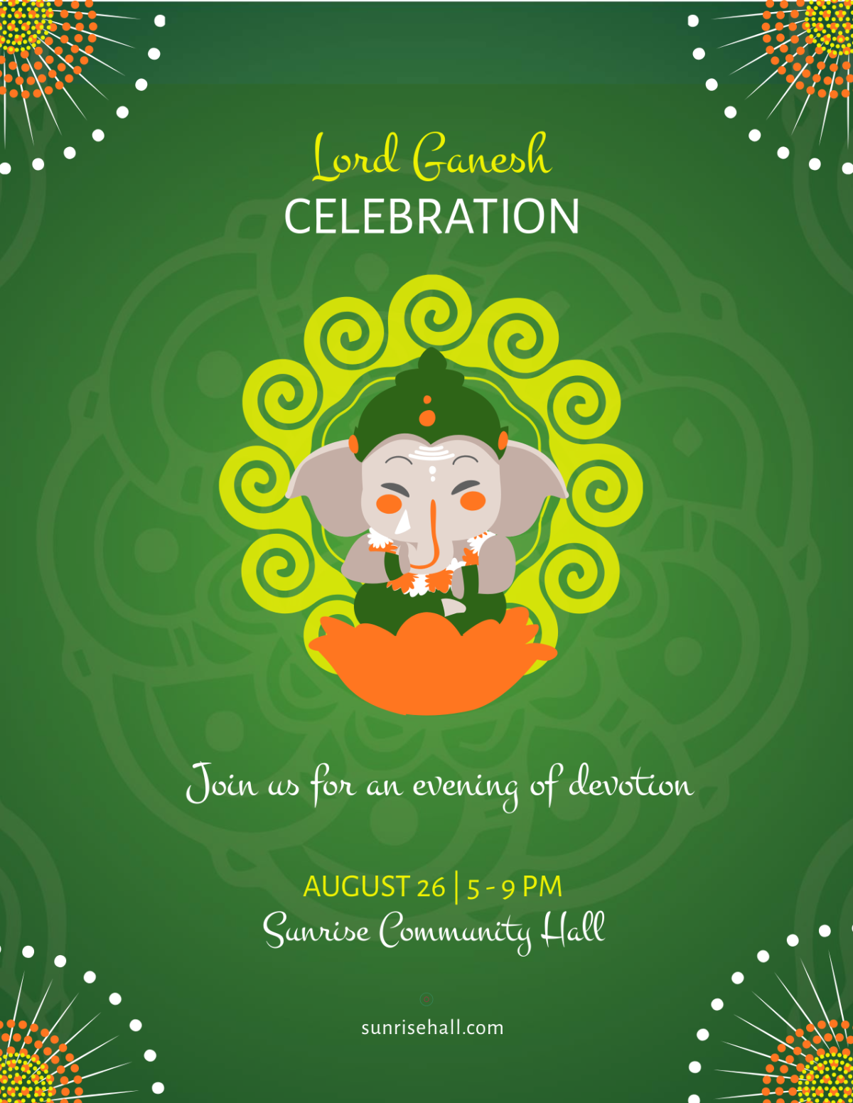 Free Lord Ganesh Chaturthi Flyer Template to Edit Online