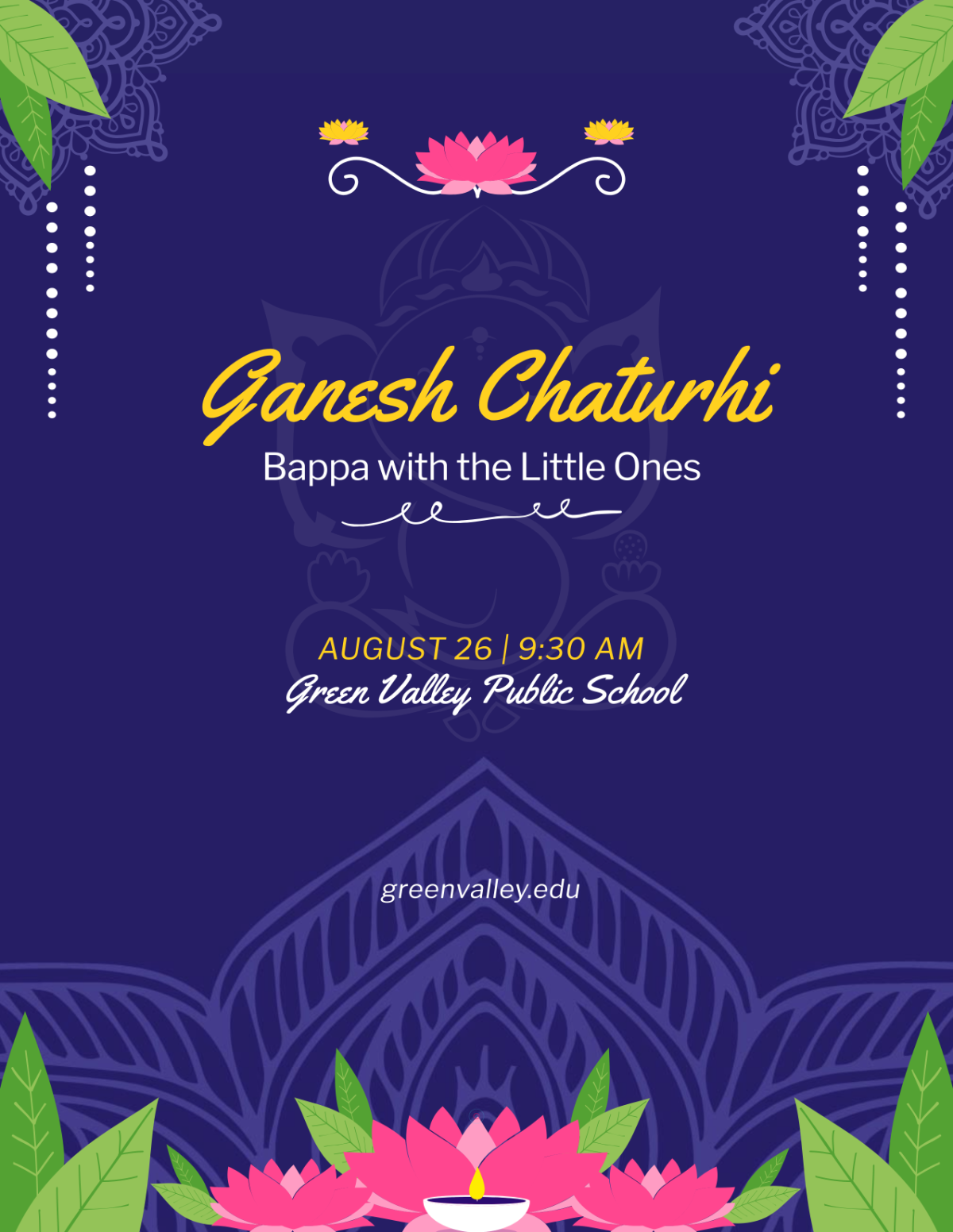 Free Ganesh Chaturthi Flyer for School Template to Edit Online