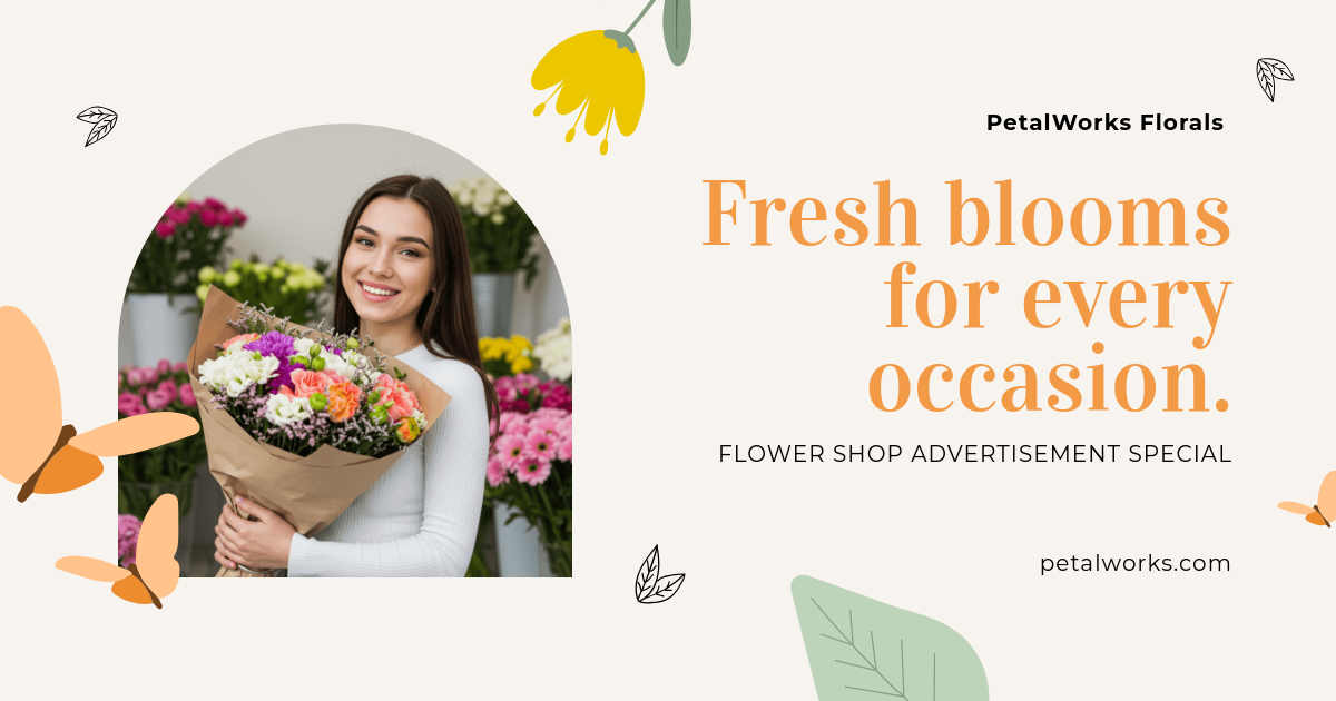Free Flower Shop Advertisement Facebook Post Template to Edit Online