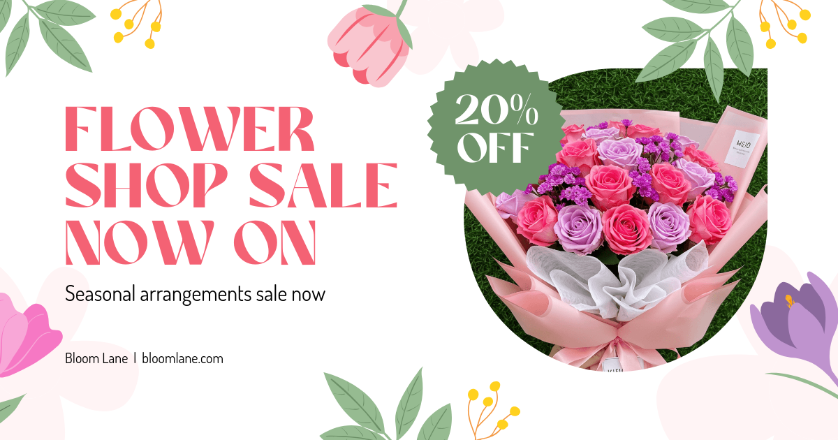 Free Colorful Flower Shop Sale Facebook Post Template to Edit Online