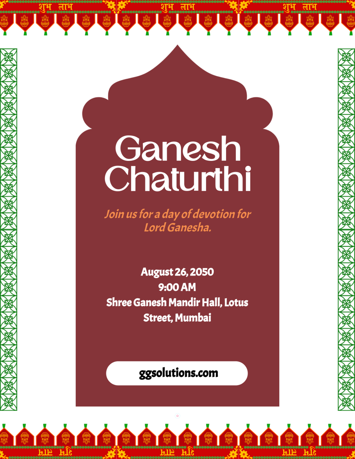 Free Professional Ganpati Ganesh Chaturthi Flyer Template to Edit Online