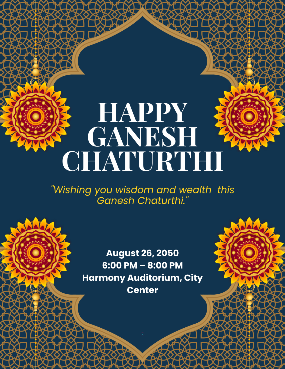 Free Ganesh Chaturthi Wishes Flyer Template to Edit Online