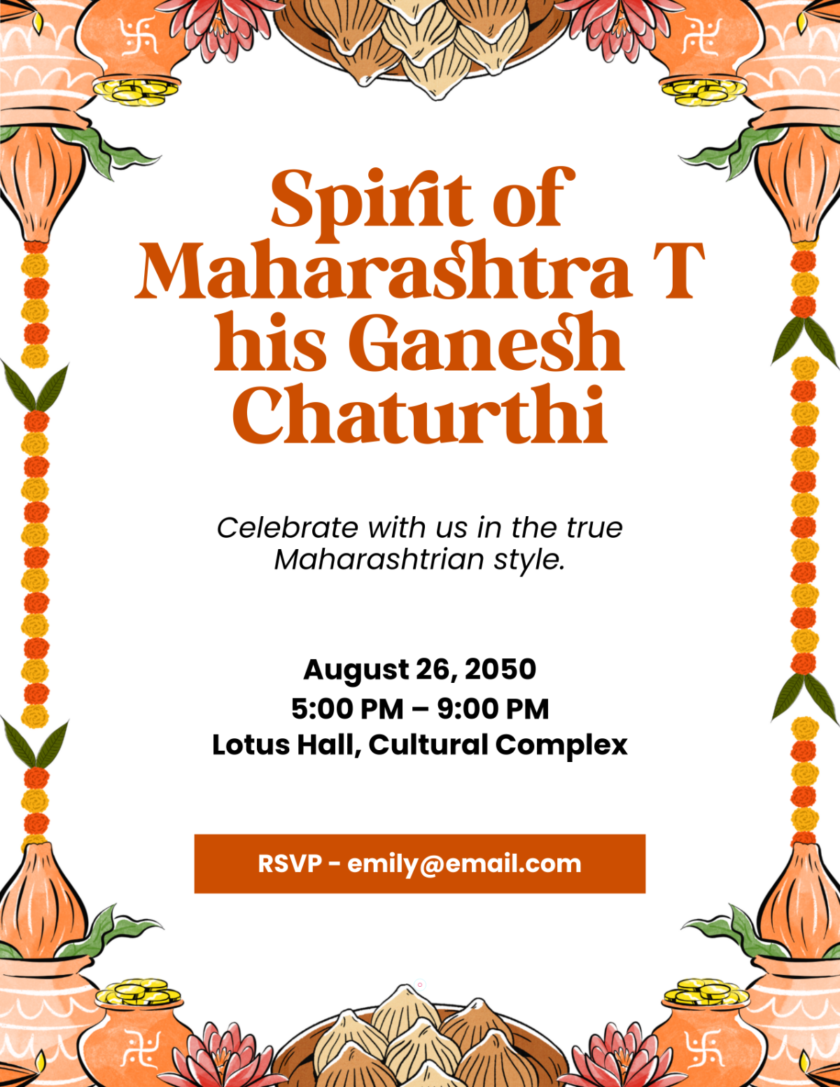 Free Marathi Ganesh Chaturthi Flyer Template to Edit Online