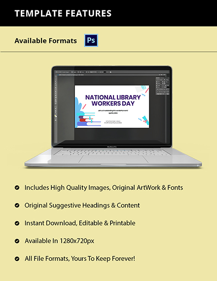 Free National Library Workers Day YouTube Video Thumbnail Template to Edit Online