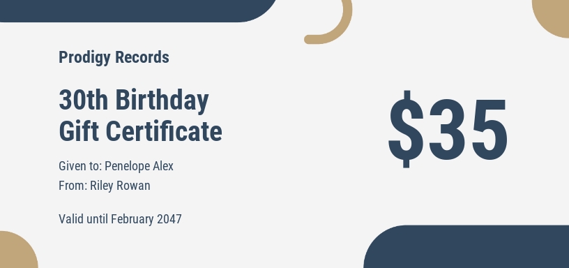 30th Birthday Gift Certificate Template - Google Docs, Word, Publisher
