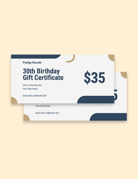 th Birthday Gift Certificate Template