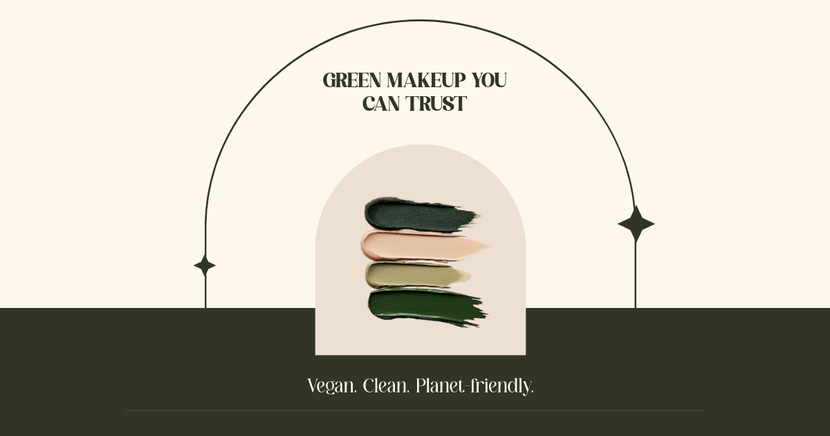 Free Green and Beige Makeup Facebook Ad Post Template to Edit Online