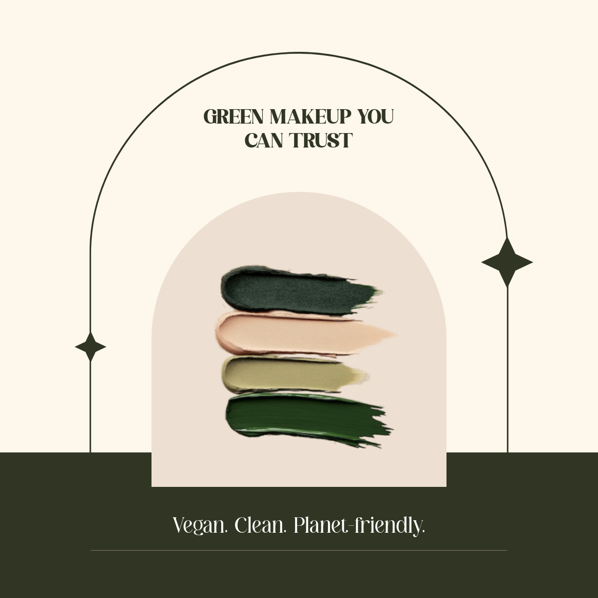 Free Green and Beige Makeup Linkedin Ad Post Template to Edit Online