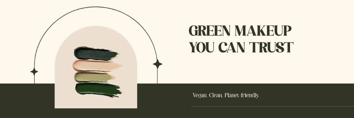 Free Green and Beige Makeup X Ad Header Template to Edit Online