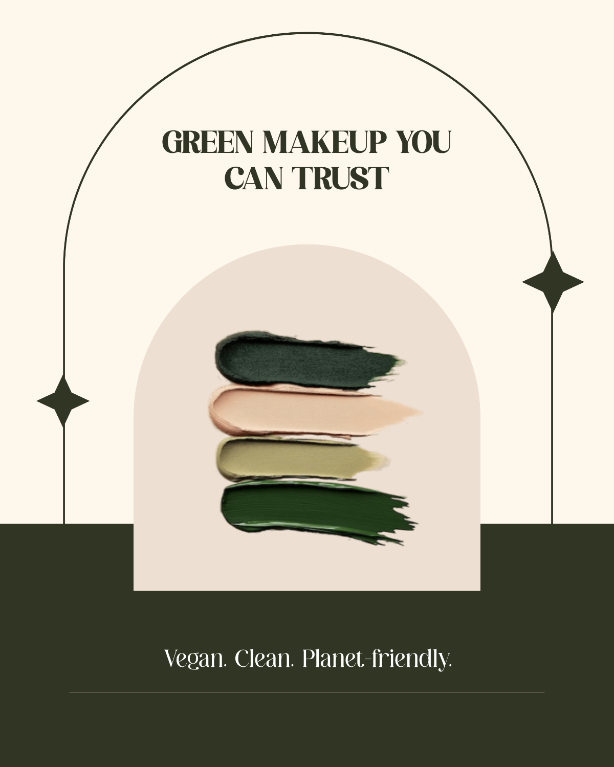 Free Green and Beige Makeup Social Media Ad Template to Edit Online