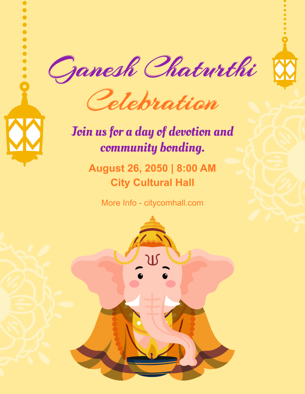 Free Hindi Ganesh Chaturthi Flyer Template to Edit Online