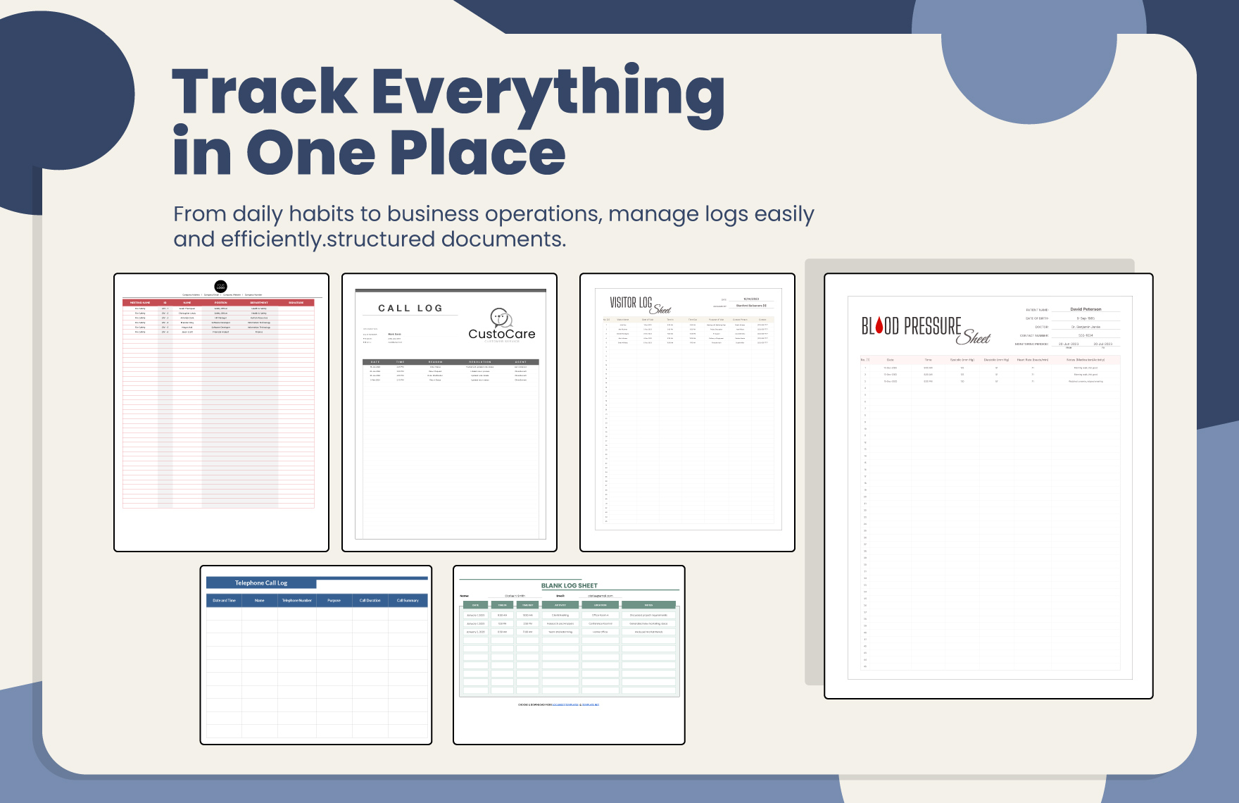 30+ Complete Log Tracking Template Bundle