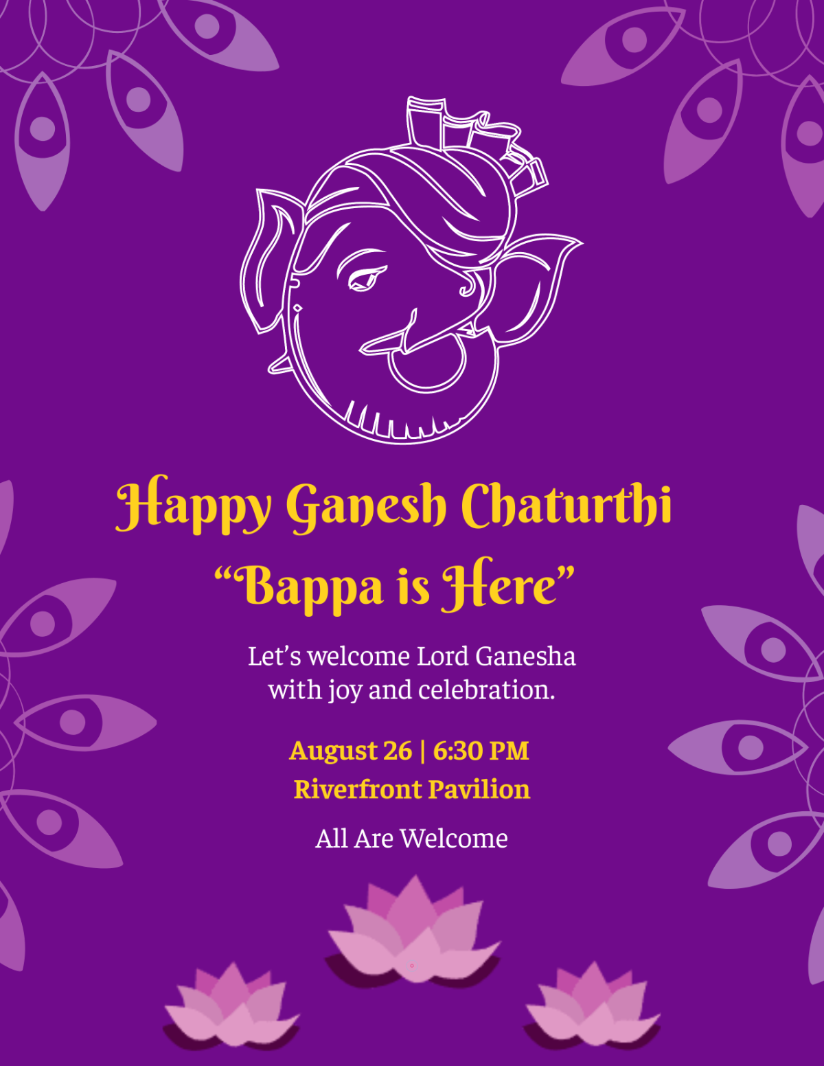 Free Ganesh Chaturthi Decoration Flyer Template to Edit Online