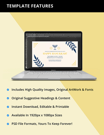 Free Hanukkah Party Facebook Event Cover Template to Edit Online