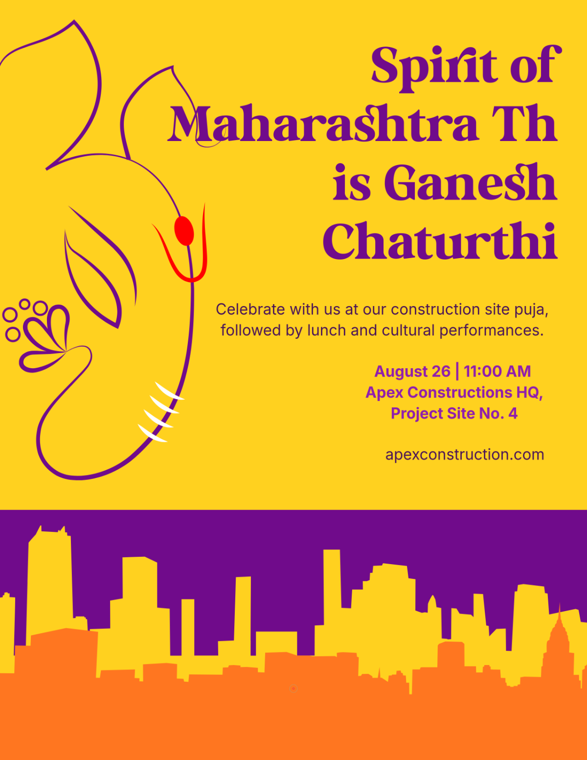 Free Ganesh Chaturthi Flyer for Construction Template to Edit Online