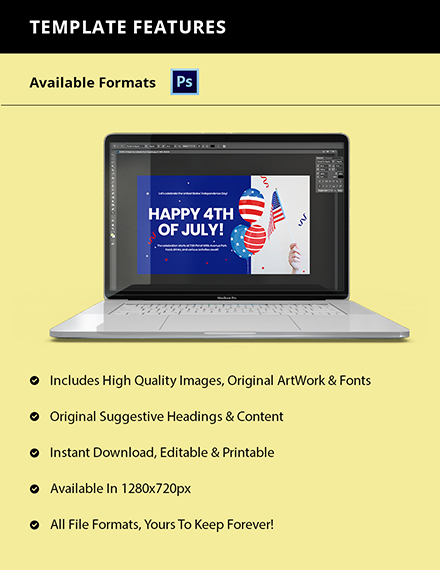 Free Happy 4th of July YouTube Video Thumbnail Template to Edit Online