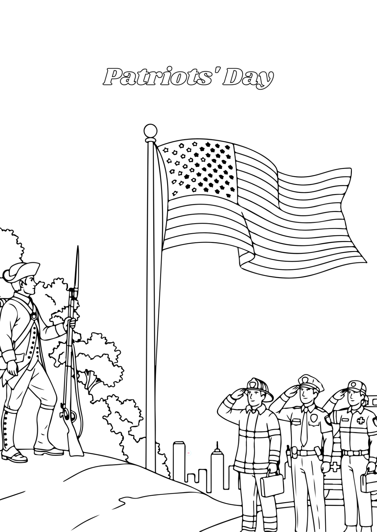 Free American Patriots' Day Drawing Template to Edit Online