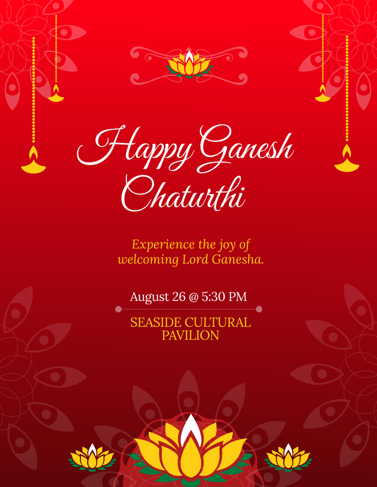 Free English Ganesh Chaturthi Flyer Template to Edit Online