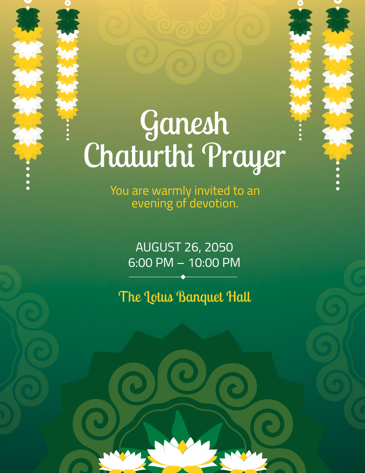 Free Ganesh Chaturthi Invitation Flyer Template to Edit Online